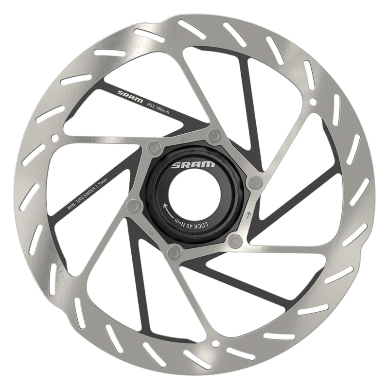 SRAM HS2 Disc Brake Rotor - 180mm Center Lock Rounded Silver/Black