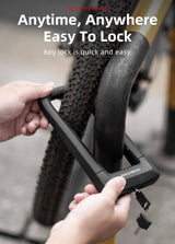 ROCKBROS Motorcycle Bicycle U-Lock Anti-Theft Thickened MTB Bike Lock Alloy Steel 3 Keys