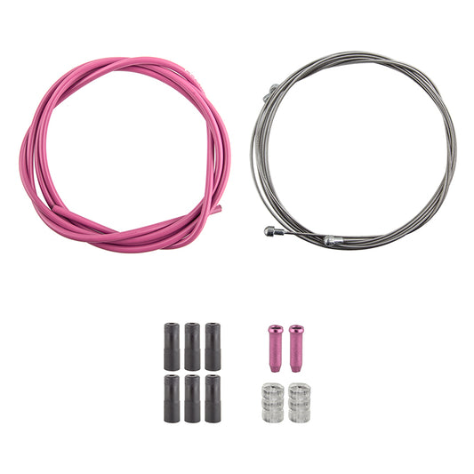 Clarks Stainless Steel Sport Brake Kit Front and Rear 2100mm 1.5mm SS Pink MTB/RD