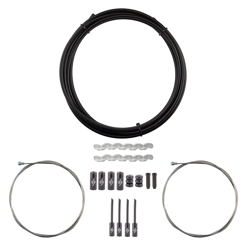 Origin8 Slick Compressionless Road Brake Cable/Housing Kit Front and Rear 3000mm/1500mm & 2800mm 5mm/1.5mm Black Road Compressionless