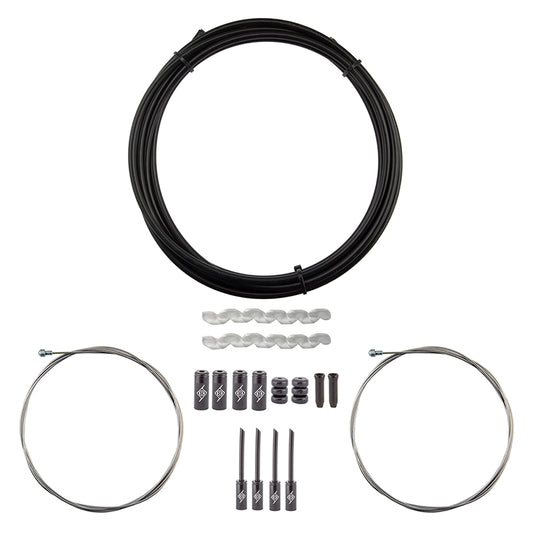 Origin8 Slick Compressionless Road Brake Cable/Housing Kit Front and Rear 3000mm/1500mm & 2800mm 5mm/1.5mm Black Road Compressionless