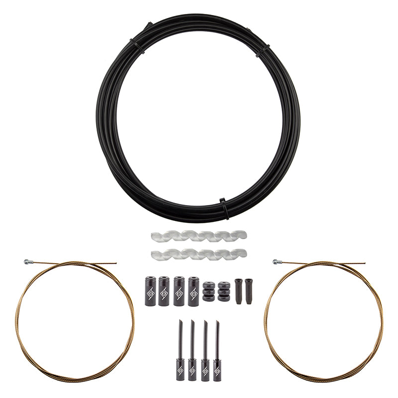 Origin8 SuperSlick Compressionless Road Brake Cable/Housing Kit Front and Rear 3000mm/1500mm & 2800mm 5mm/1.5mm Black Road Compressionless