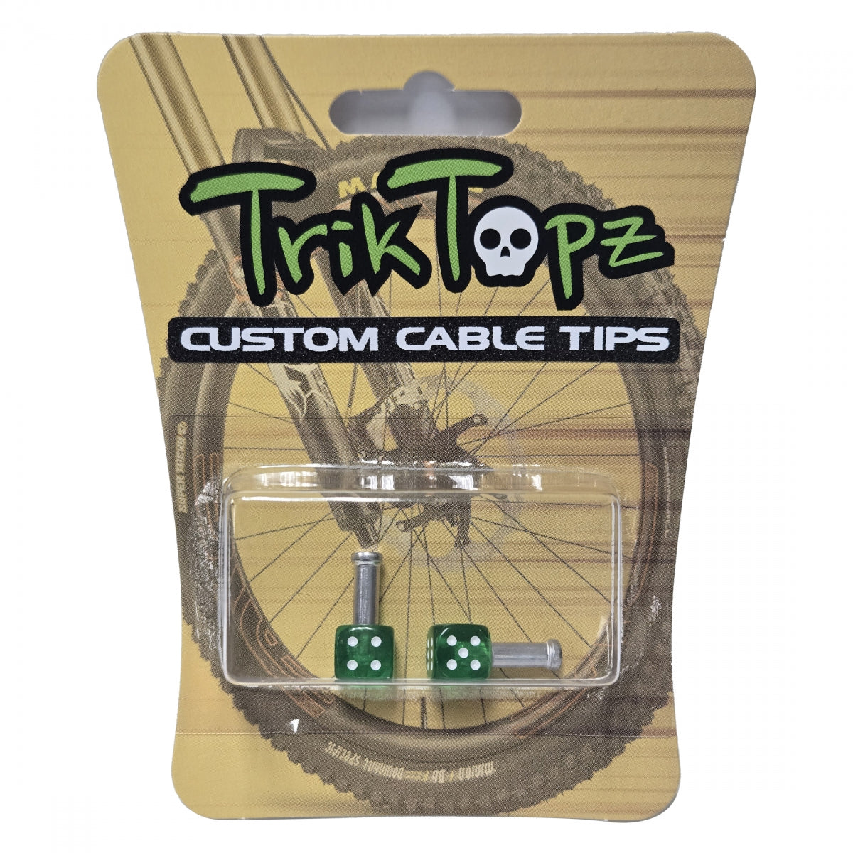 CABLE TIP TRIKTOPZ DICE CLEAR GN 1pr/PK
