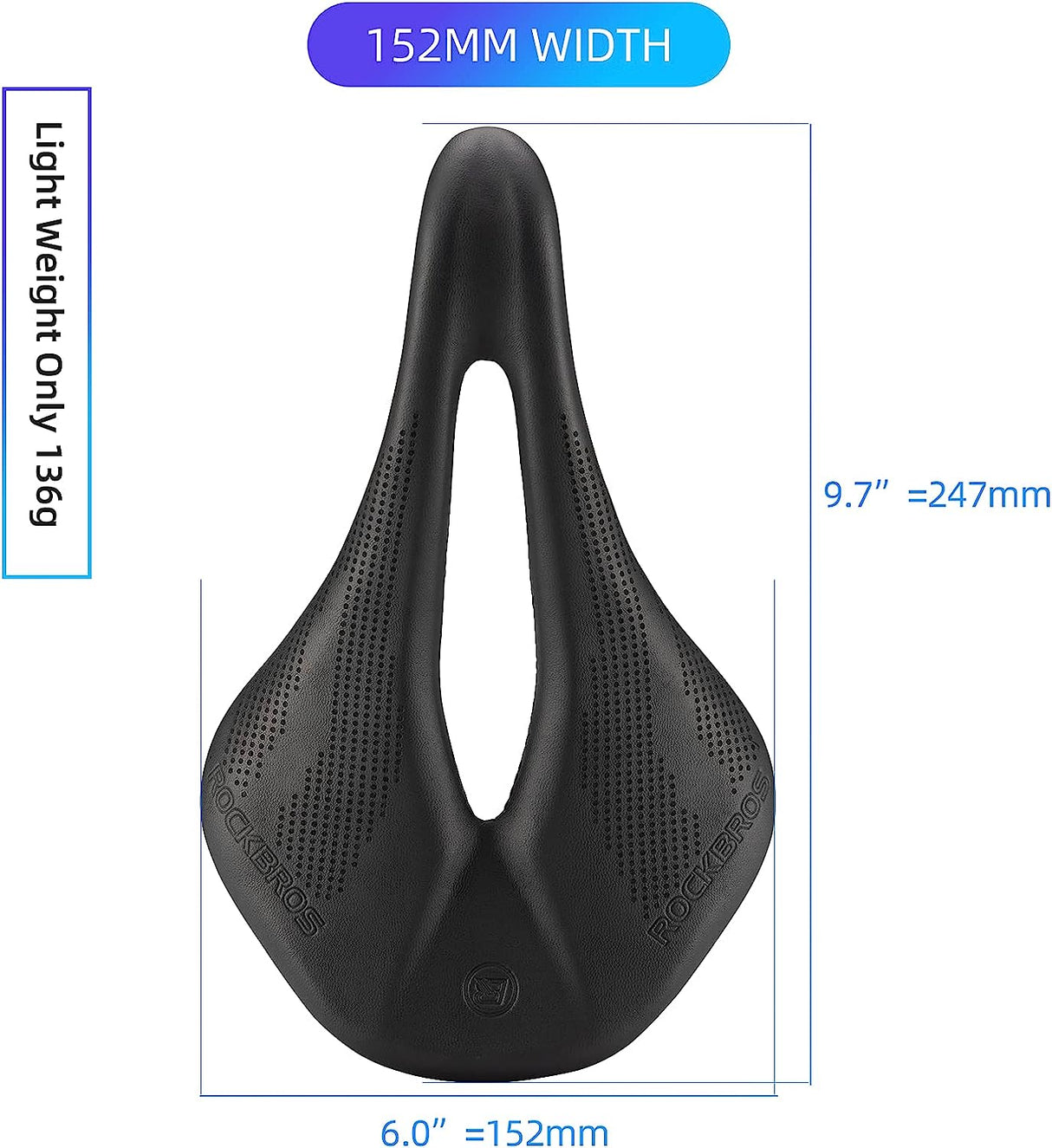ROCKBROS Carbon Fiber Bike Saddle Lightweight Shock Absorbent