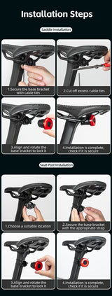 ROCKBROS Upgraded Smart Bicycle Brake Light USB-C Rechargeable IPX7 Waterproof Cycling Rear Light