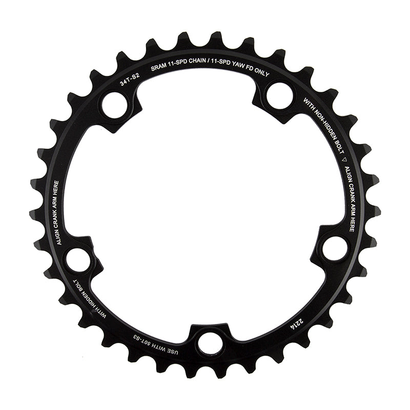 SRAM 11-Speed 34T 110mm BCD YAW Chainring Black Use with 50T