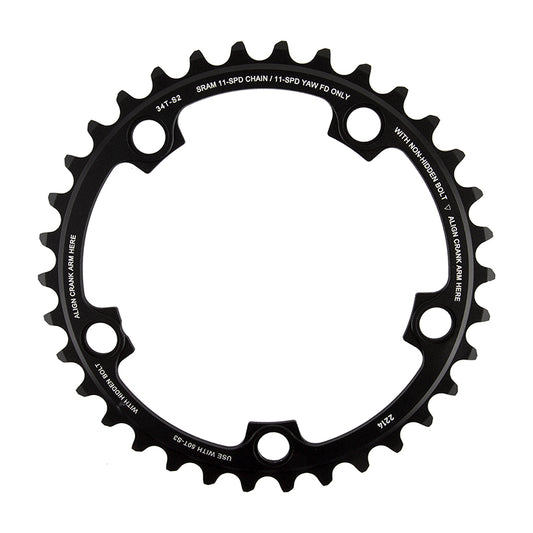 SRAM 11-Speed 34T 110mm BCD YAW Chainring Black Use with 50T