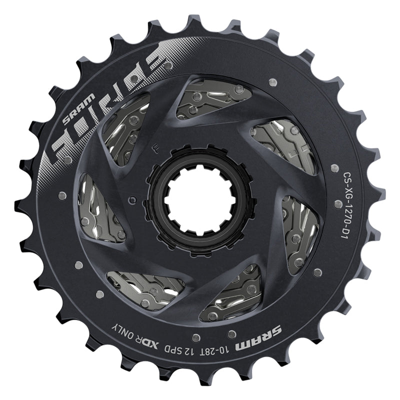 SRAM Force AXS XG-1270 Cassette - 12-Speed 10-28t Silver For XDR Driver Body D1