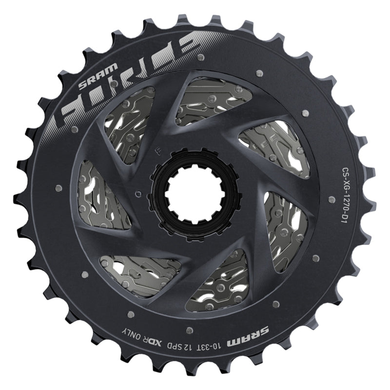 SRAM Force AXS XG-1270 Cassette - 12-Speed 10-33t Silver For XDR Driver Body D1