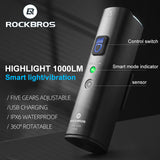 ROCKBROS 1000 Lumen Front Bike Light + Smart Brake & Tail Light BL-S1