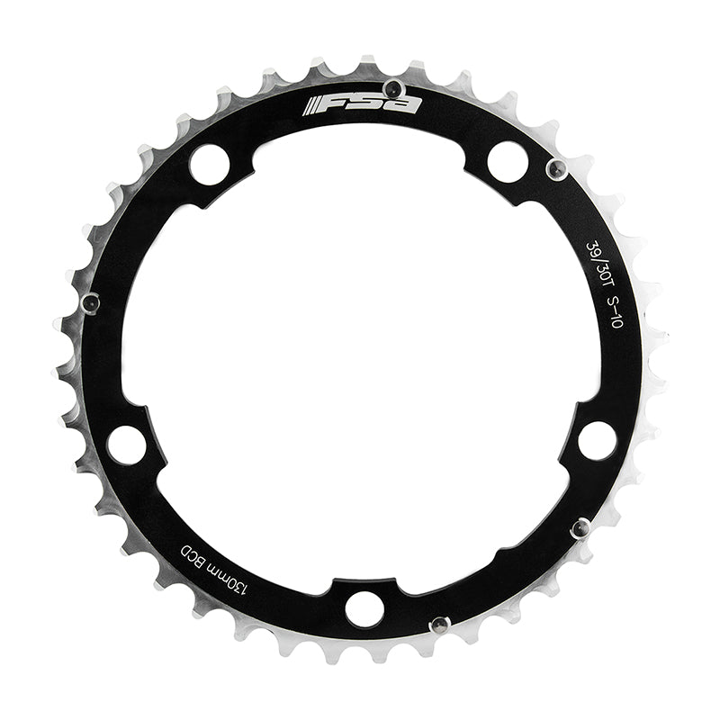 Full Speed Ahead Pro Road Triple Chainring - 39t 130 BCD Aluminum S-10 Black