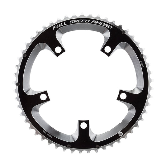 Full Speed Ahead Super Road Chainring - 53t 130 BCD 5-Bolt Aluminum N10/N11 BLK/Silver