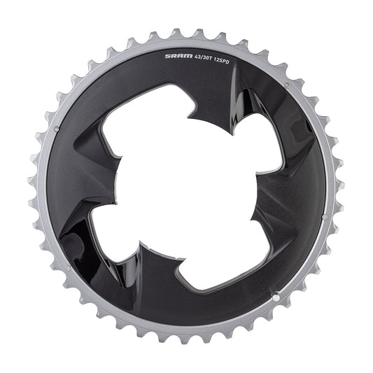 SRAM Force Wide 2x12-Speed Outer Chainring - 43t 94 BCD 4-Bolt Polar Grey For use 30t Inner