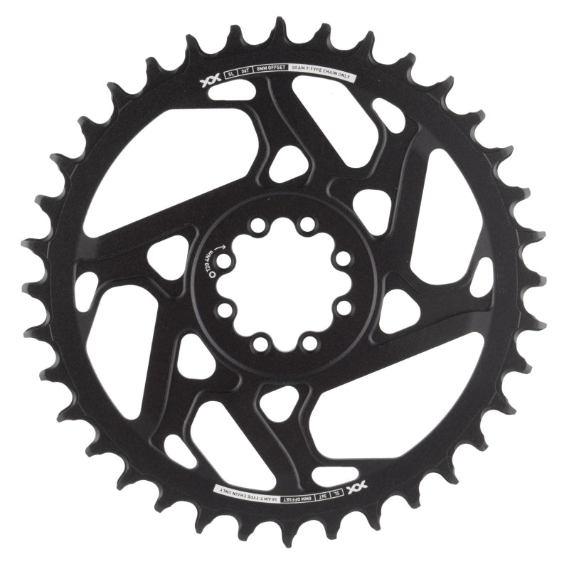 SRAM XX SL Eagle T-Type Direct Mount Chainring - 36t 12-Speed 8-Bolt Direct Mount 0mm Offset Aluminum BLK/Silver D1