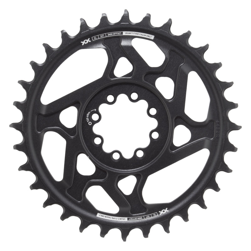 SRAM XX SL Eagle T-Type Direct Mount Chainring - 32t 12-Speed 8-Bolt Direct Mount 3mm Offset Aluminum BLK/Silver D1