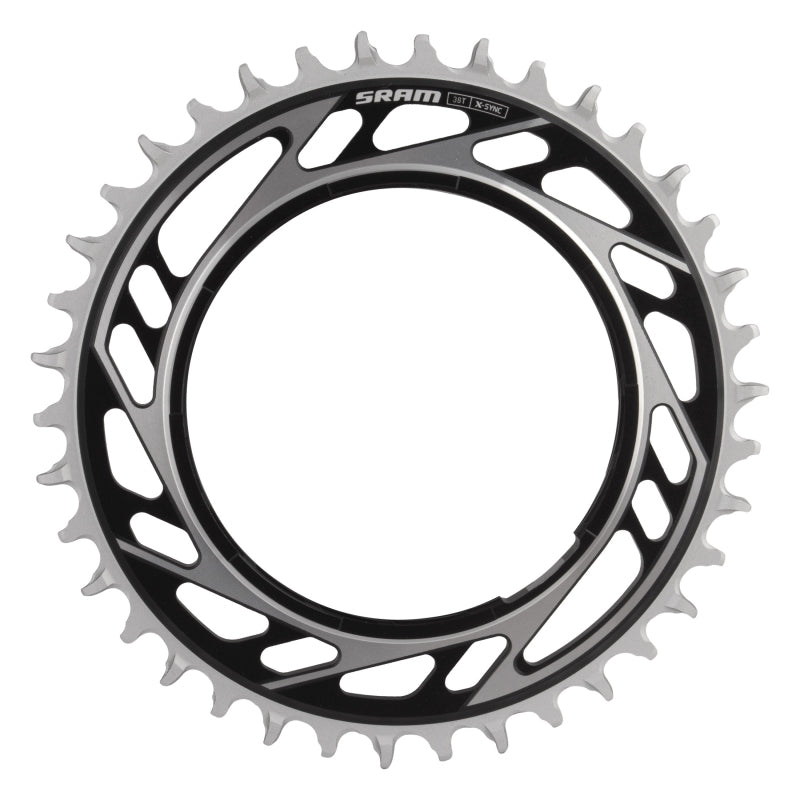 SRAM RED XPLR X-Sync Thread Mount Chainring -  38t 12/13-Speed Thread Mount For RED XPLR AXS PM Spider 6.5mm Offset BLK/Silver E1