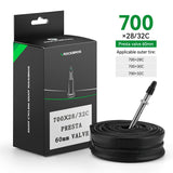 ROCKBROS 700X23/25/28/35C Road Bike Inner Tube 48mm Presta/Schrader Valve High Self Sealing Butyl Rubber