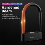 ROCKBROS Bike Lock Smart Fingerprint Key MTB Motor Key USB Repetitive Power Portable