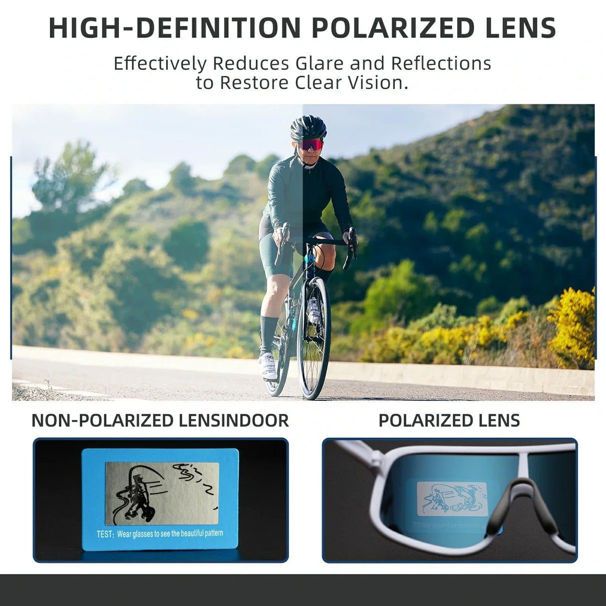 ROCKBROS Cycling Sunglasses Photochromic Polarized Sports Glasses UV400 Unisex