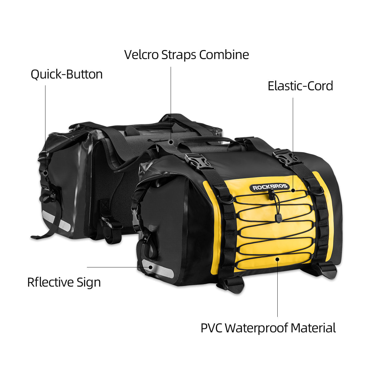 Waterproof Motorcycle Saddle Bags Durable Removable 60L(Pair)
