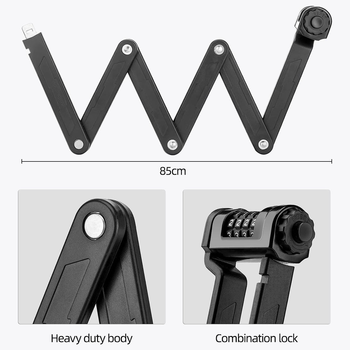 ROCKBROS Folding Bike Lock Heavy Duty Anti Theft with Mounting Bracket