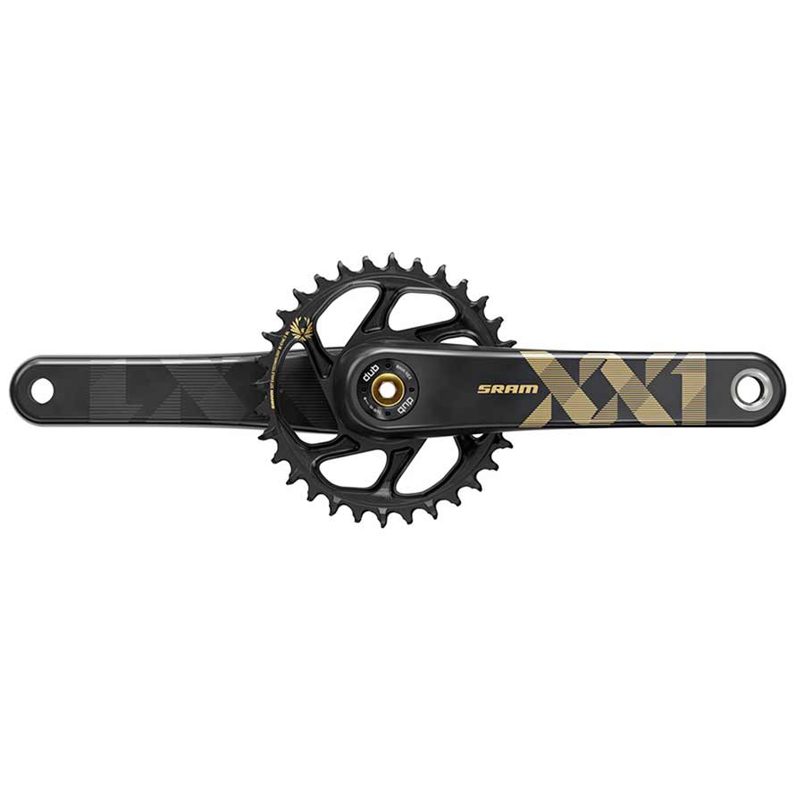 SRAM XX1 Eagle Carbon Boost Crankset - 175mm 12-Speed 34t Direct Mount DUB Spindle Interface BLK/Gold