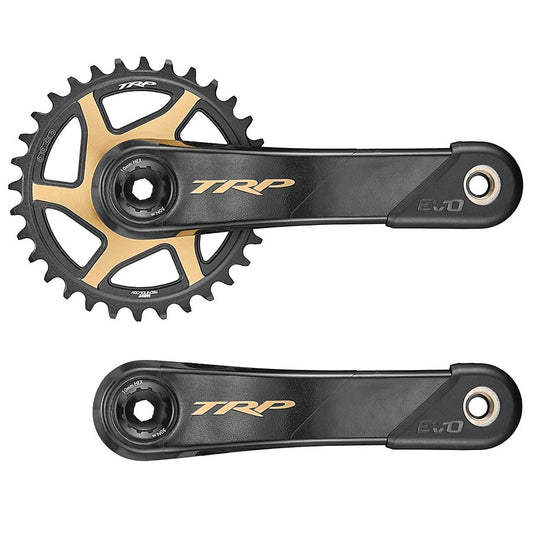 TRP CK-9050 EVO Crankset - 165mm 12-Speed For 68/73mm Frame BB DM CINCH Chainring Interface 30mm Spindle Carbon BLK/Gold