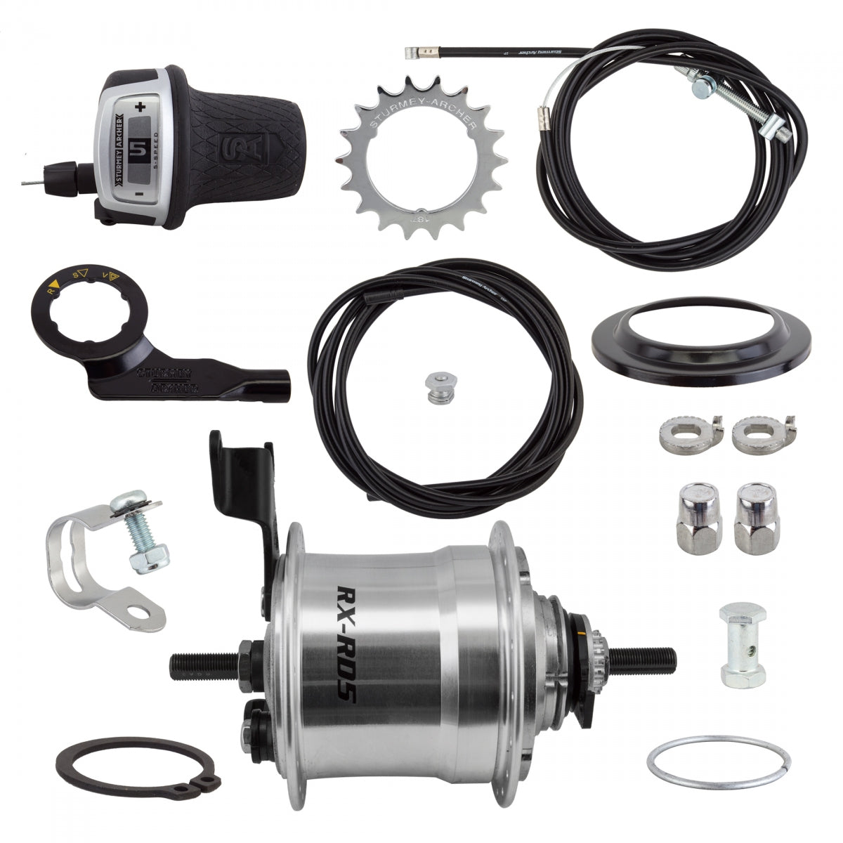 HUB RR S/A 5sp RXRD5 DRUM 36 SL w/TRIM KIT/TWIST-SHIFTER TSC50/CABLE 1700mm 18T 135/185mm ROTARY
