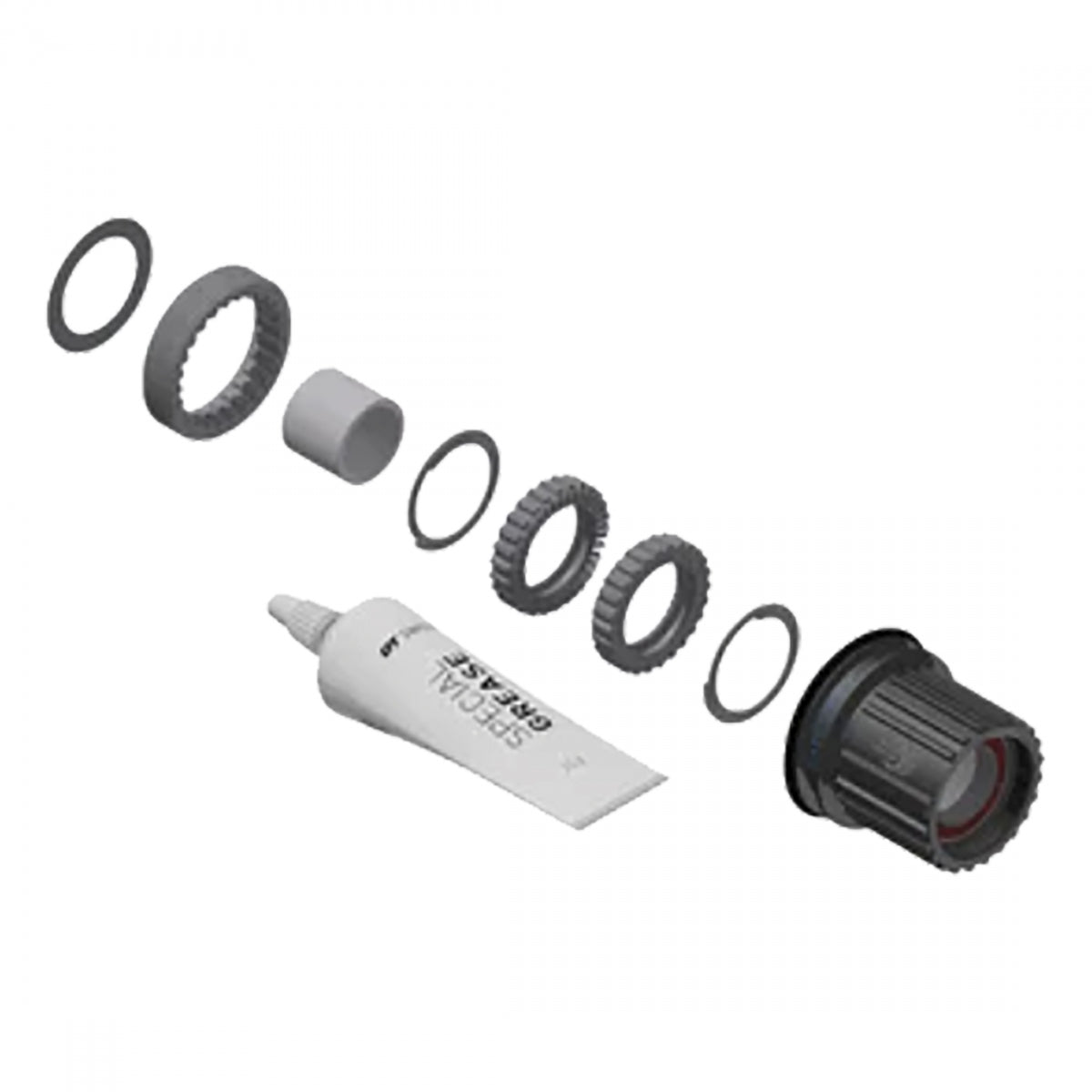 HUB CASS BODY DT UPGRADE KIT 3-PAWL TO RATCHET LN STL 36T MICROSPLINE