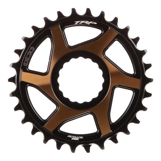 TRP CR-M9050 Boost Direct Mount Chainring - 30t 12-Speed CINCH Mount 3mm Offset 7075-T6 Aluminum Sandblasted BLK/Gold