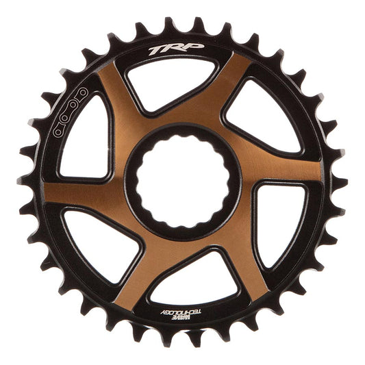 TRP CR-M9050 Boost Direct Mount Chainring - 34t 12-Speed CINCH Mount 3mm Offset 7075-T6 Aluminum Sandblasted BLK/Gold