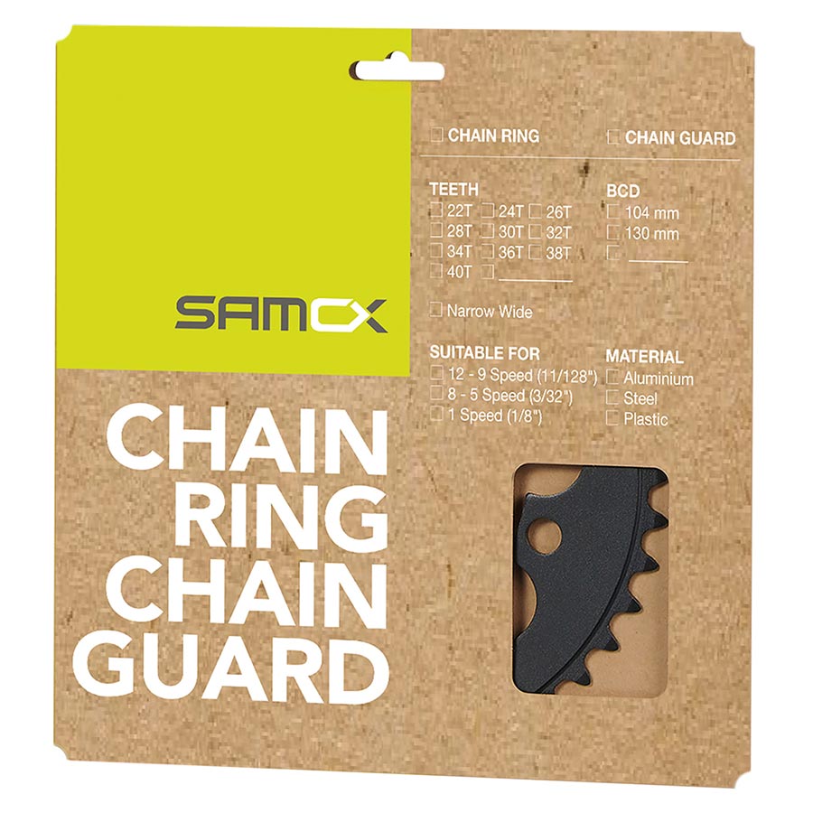 Samox PD-R4-S Chainring Teeth: 38 Speed: 1 BCD: 104 Bolts: 4 Steel Black