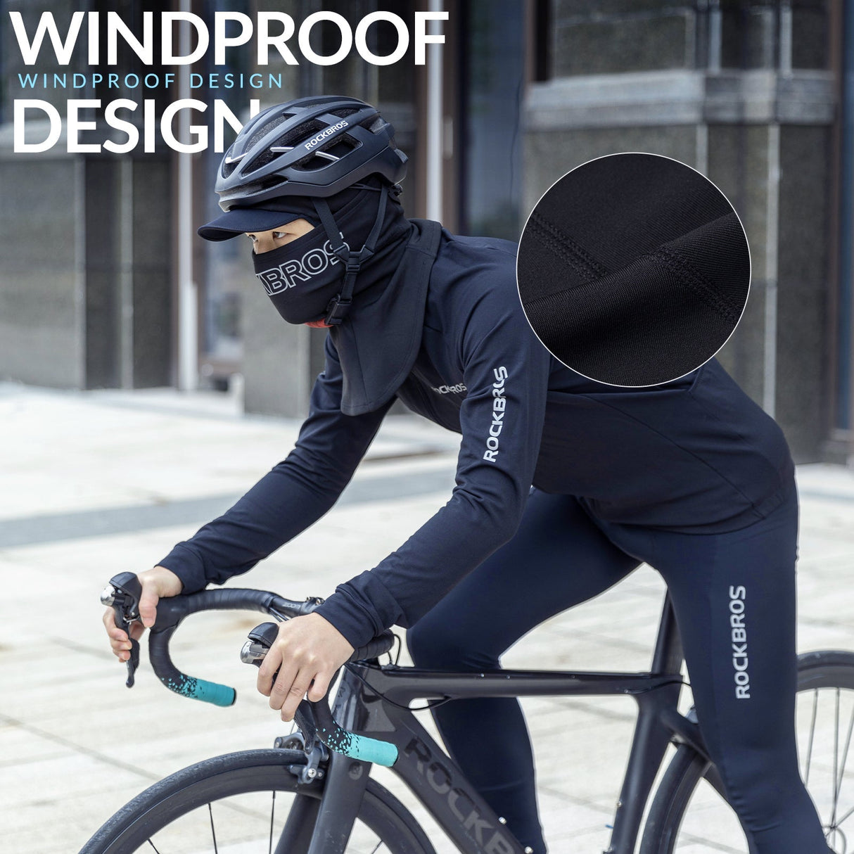 ROCKBROS Thermal Black Ski Mask with Brim Windproof Winter Balaclava for Men