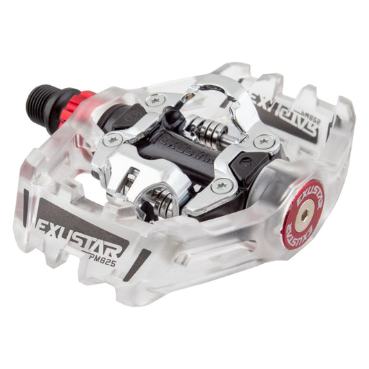 Exustar PM825 MTB Pedals 9/16` LSL/Sealed Cart. Clear/Silver SPD