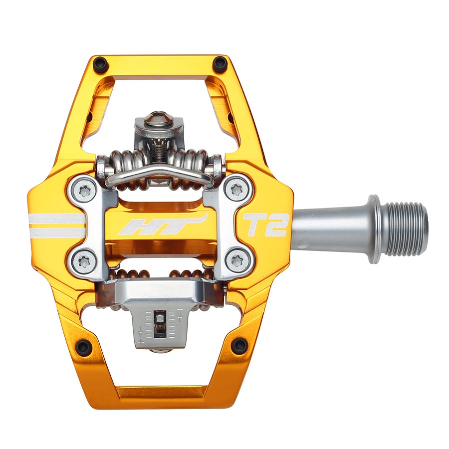 HT Components T2 Pedals - Dual Sided Clipless Platform Aluminum 9/16" Orange