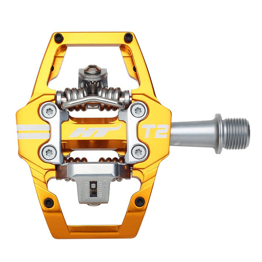 HT Components T2 Pedals - Dual Sided Clipless Platform Aluminum 9/16" Orange