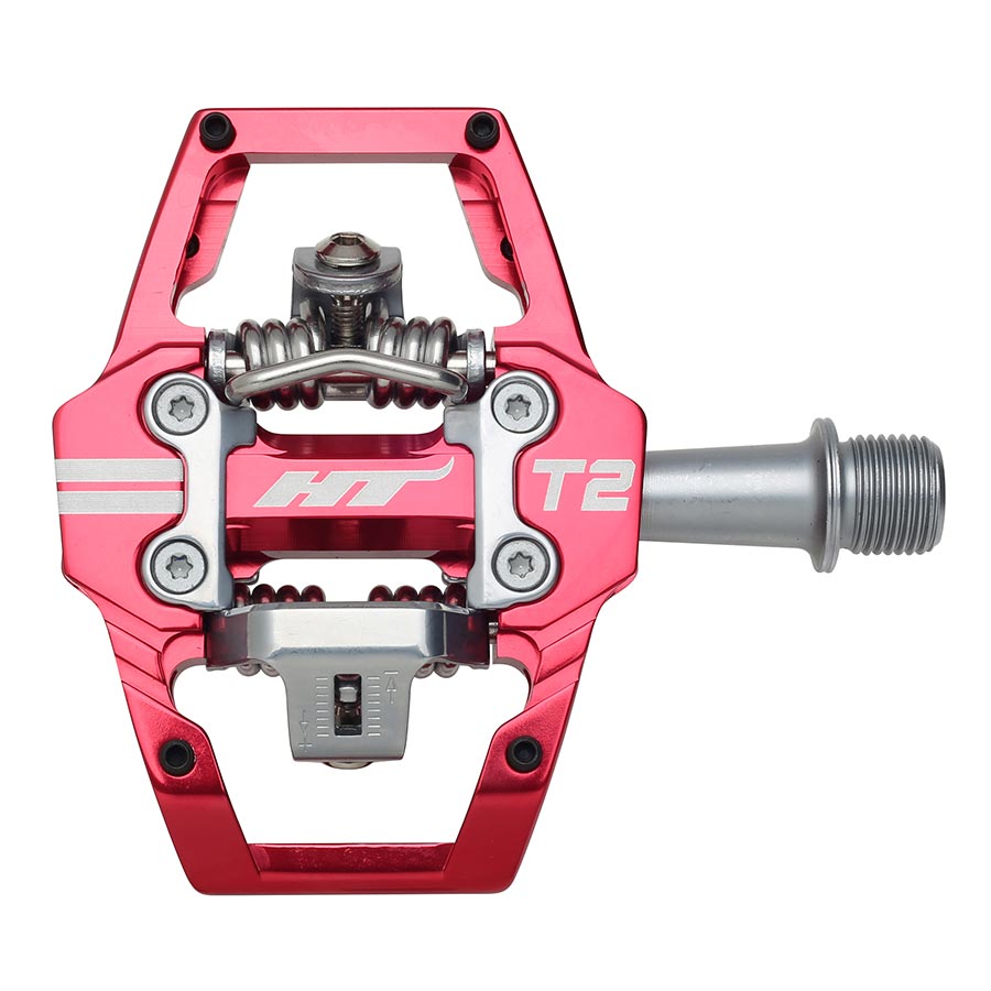 HT Components T2 Pedals - Dual Sided Clipless Platform Aluminum 9/16" Red