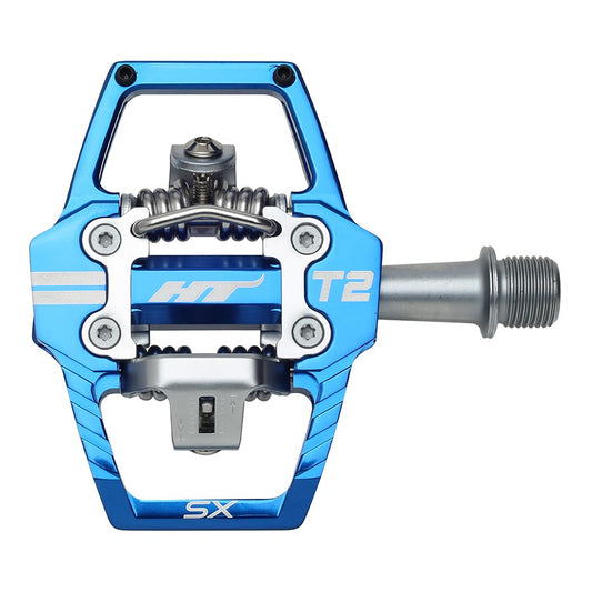 HT Components T2-SX Pedals - Dual Sided Clipless Platform Aluminum 9/16" Royal Blue