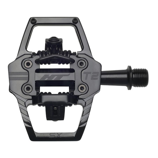 HT Components T2-SX Pedals - Dual Sided Clipless Platform Aluminum 9/16" Stealth BLK