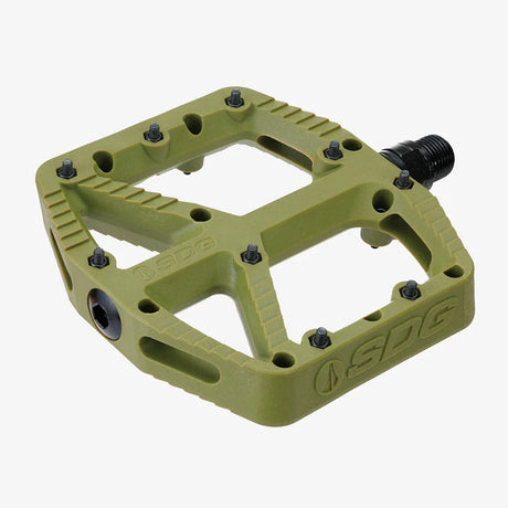 SDG Components, Comp Pedal, Platform Pedals, Body: Composite, Spindle: Cr-Mo, 9/16'', Olive Green