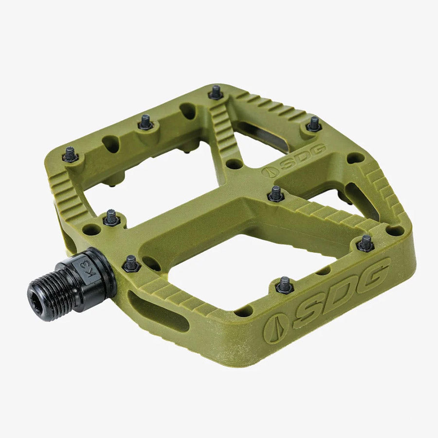 SDG Components, Comp Pedal, Platform Pedals, Body: Composite, Spindle: Cr-Mo, 9/16'', Olive Green