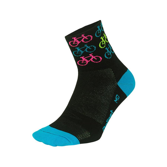 DeFeet Aireator 2-3" Cuff Socks Cool Bikes Black/Process Blue M Pair