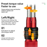 1/4 Torque 2–24Nm Micrometer Click Torque Wrench, 72-Tooth Gear Professional Precision ±3%High Accuracy