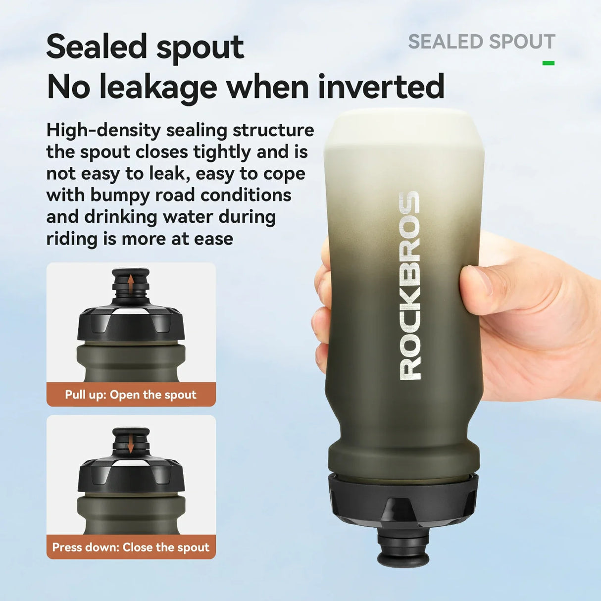 Skin-Feeling Bike Bottle with Pull-Top Lid – Lightweight Leakproof 600/750ml