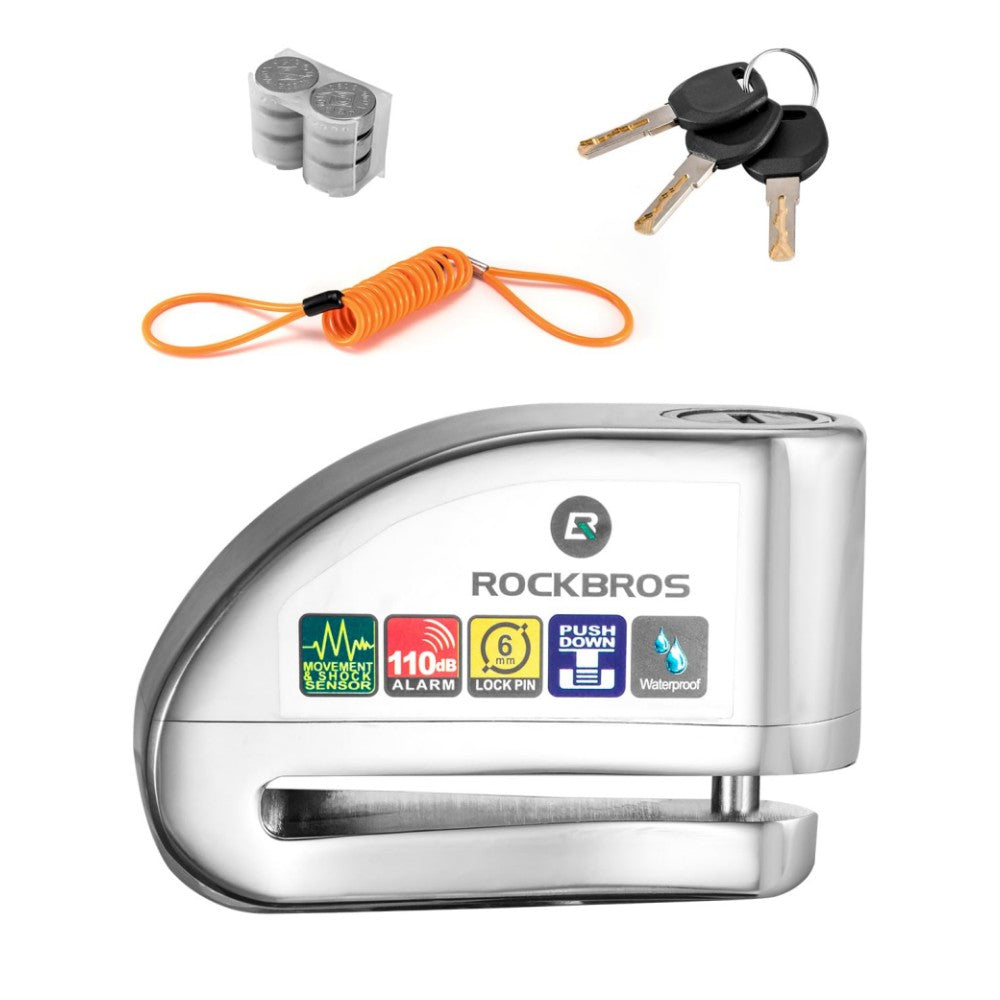 ROCKBROS Disc Brake Lock Motorcycle Alarm Lock Anti-Theft 110db Motorcycle Lock with Reminder Cable Disc Brake vehicle