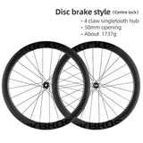 ROCKBROS 700c Carbon Fiber Disc Rim 38/50/65 mm  1.6-1.7 kg Clincher Wheelset