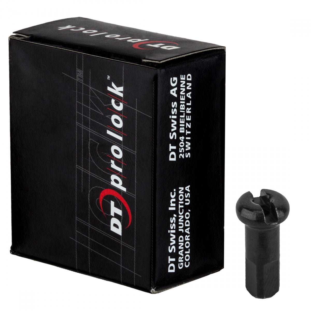 SPOKE NIPPLE DT BRASS 2.0x12mm PROLOCK BK BXof100