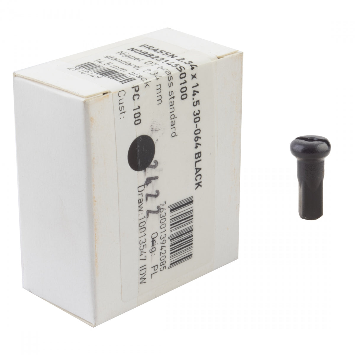 SPOKE NIPPLE DT BRASS 2.34x14.5mm BK BXof100