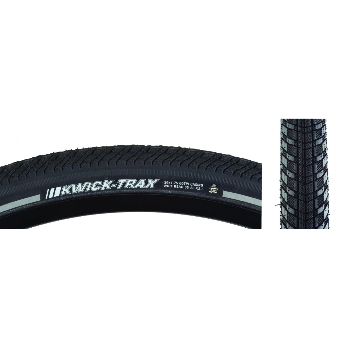 TIRE KEN KWICK TRAX 26x1.75 BK/BK/REF SRC/ICAP/60 WIRE 80psi
