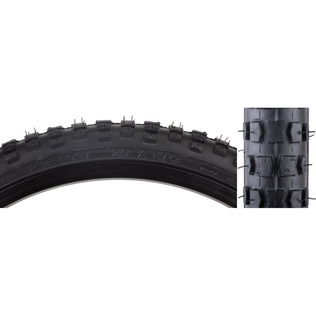 TIRE SUNLT 20x1.75 BK/BK MX K44 WIRE
